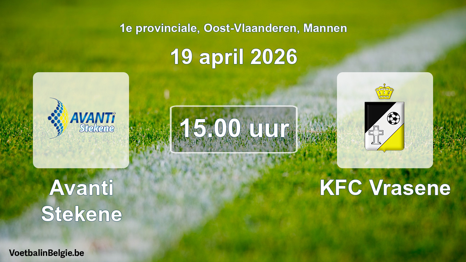 Scheduled match men football: Avanti Stekene - KFC Vrasene (19 April 2026)