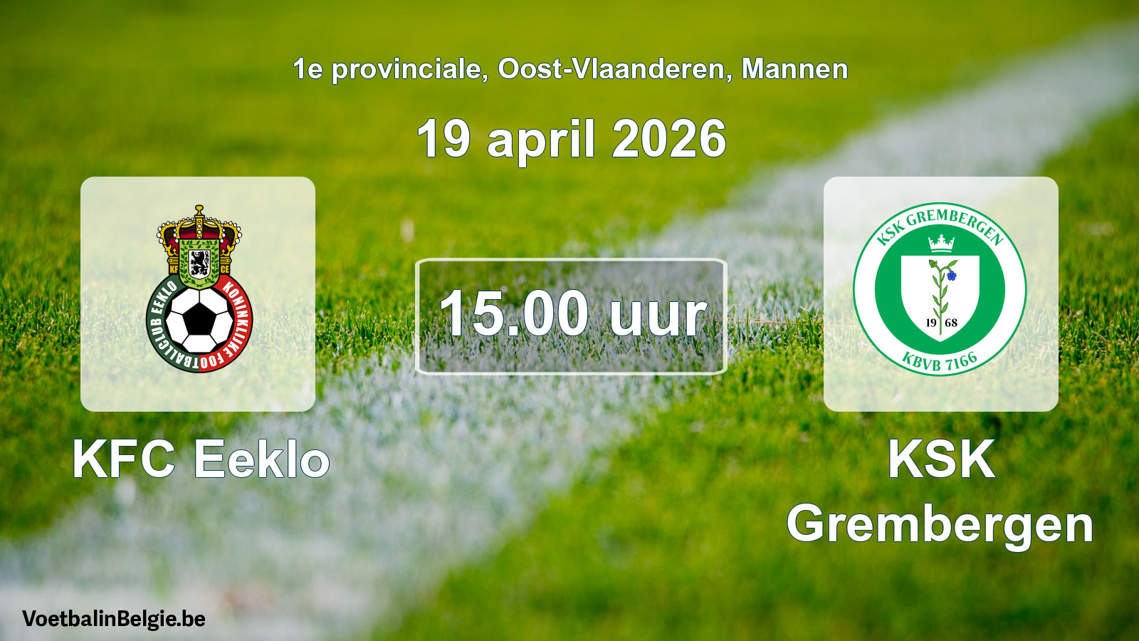 Scheduled match men football: KFC Eeklo - KSK Grembergen (19 April 2026)