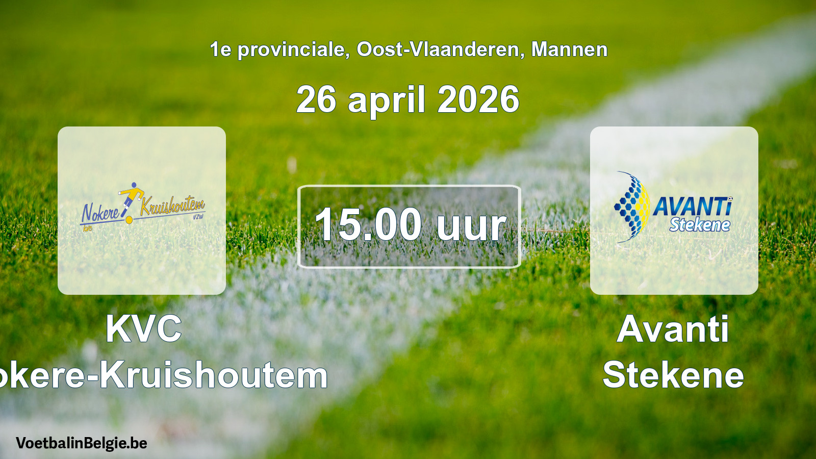 Scheduled match men football: KVC Nokere-Kruishoutem - Avanti Stekene (26 April 2026)
