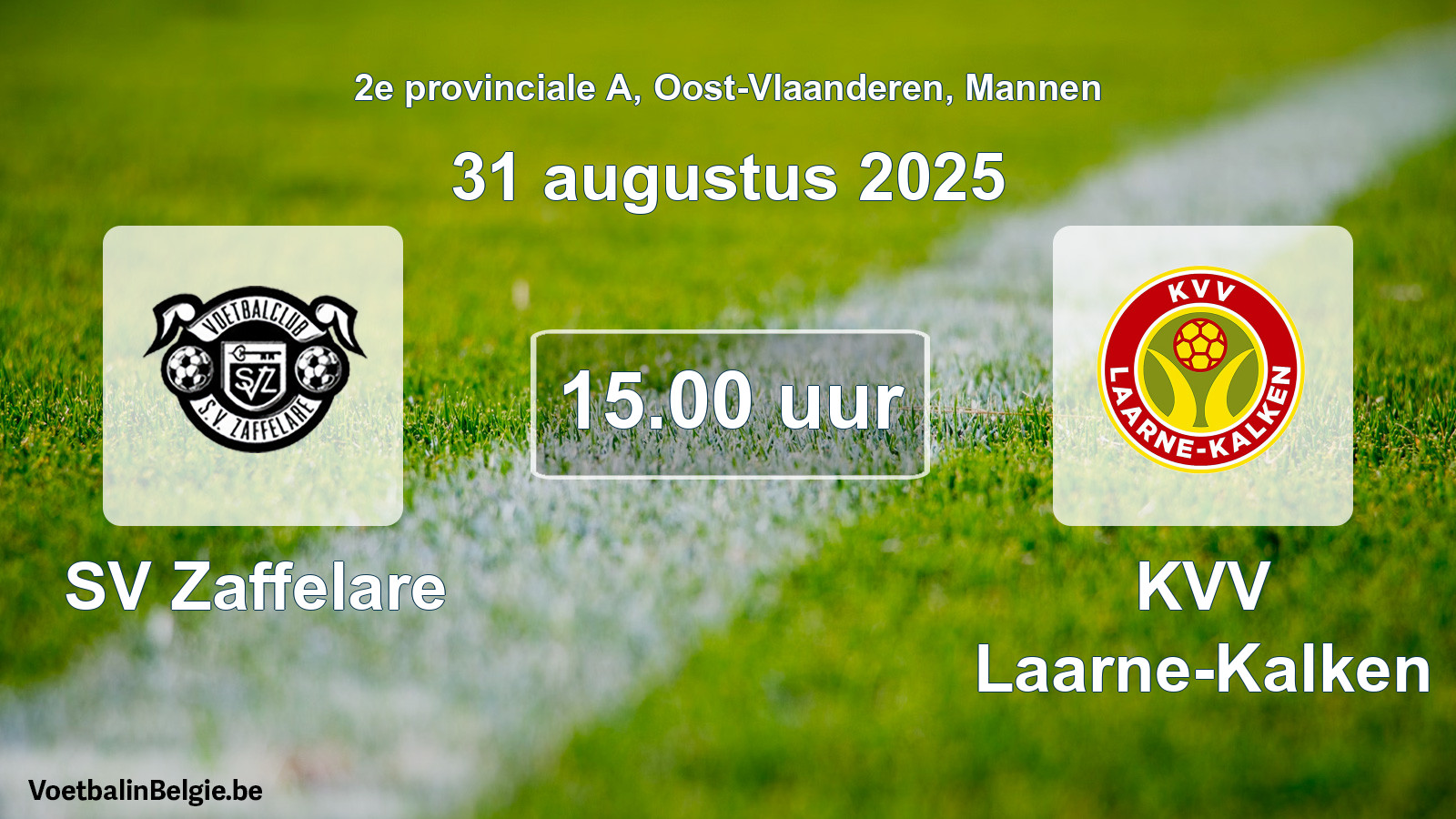 Scheduled match men football: SV Zaffelare - KVV Laarne-Kalken (31 August 2025)