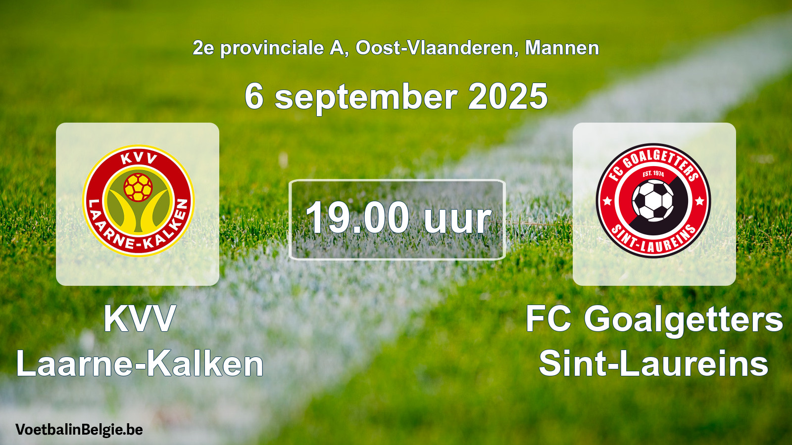 Scheduled match men football: KVV Laarne-Kalken - FC Goalgetters Sint-Laureins (6 September 2025)
