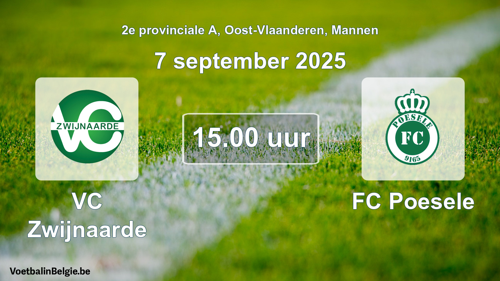 Scheduled match men football: VC Zwijnaarde - FC Poesele (7 September 2025)