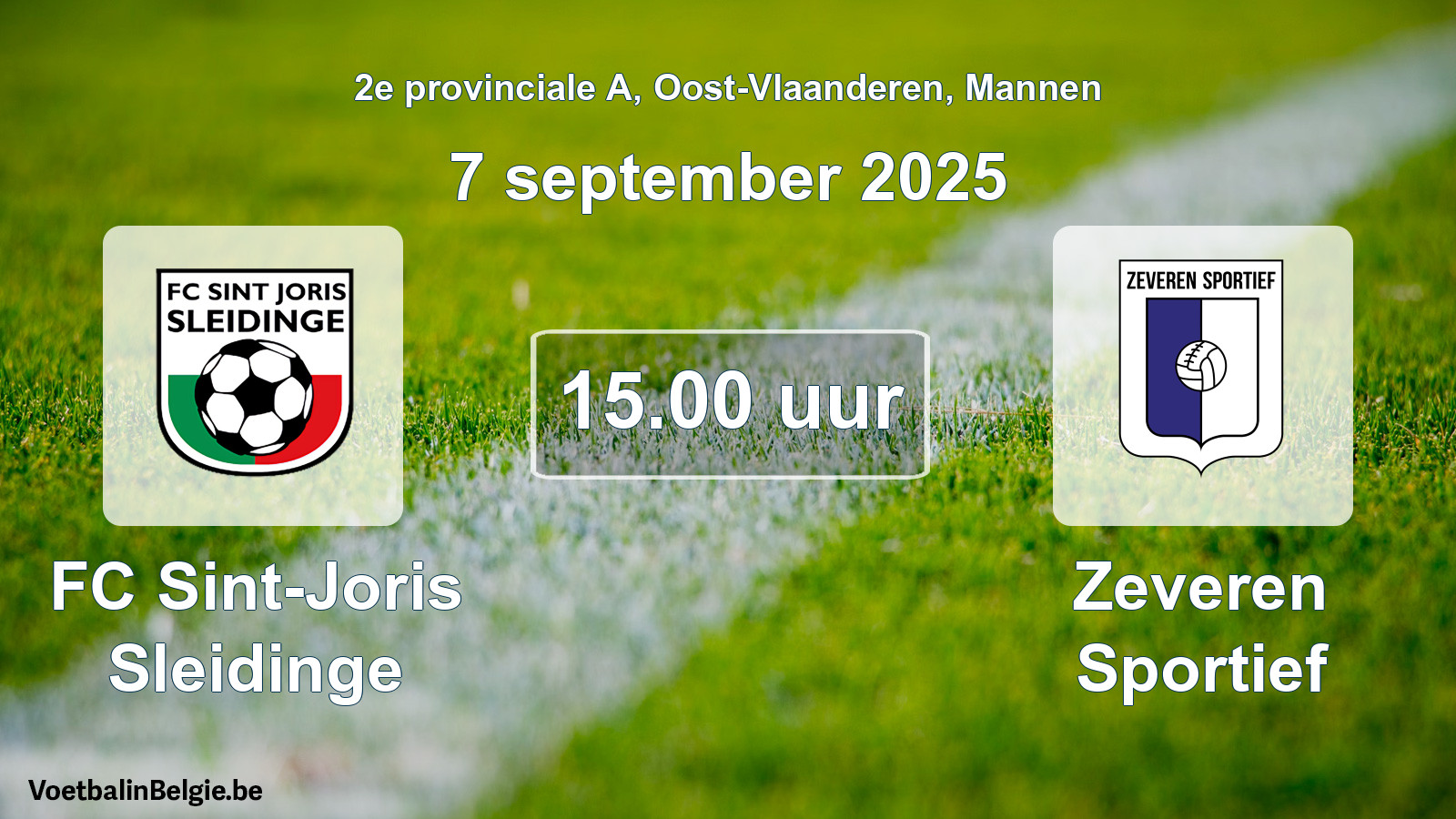 Scheduled match men football: FC Sint-Joris Sleidinge - Zeveren Sportief (7 September 2025)