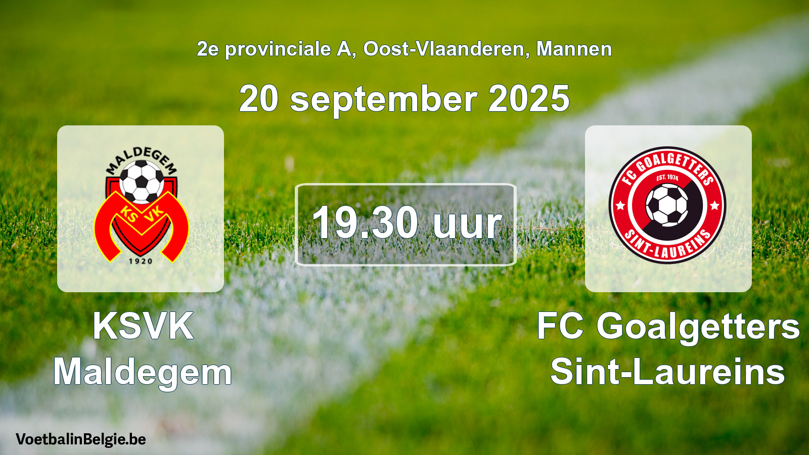 Scheduled match men football: KSVK Maldegem - FC Goalgetters Sint-Laureins (20 September 2025)