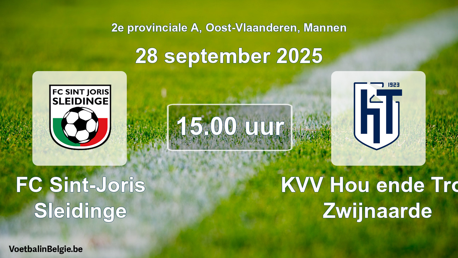 Scheduled match men football: FC Sint-Joris Sleidinge - KVV Hou ende Trou Zwijnaarde (28 September 2025)