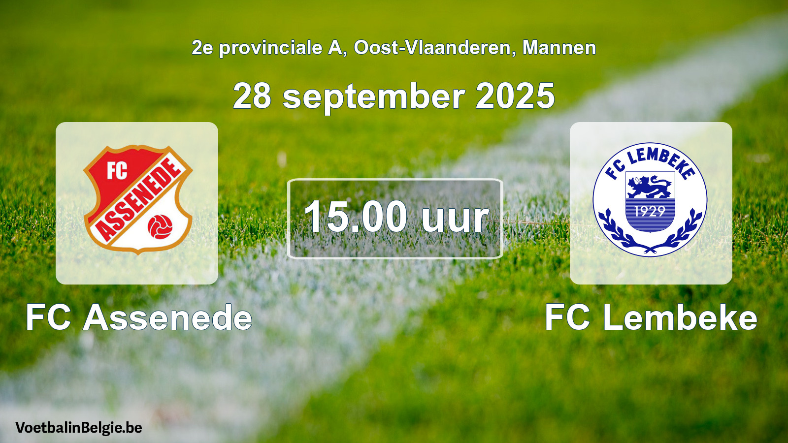 Scheduled match men football: FC Assenede - FC Lembeke (28 September 2025)