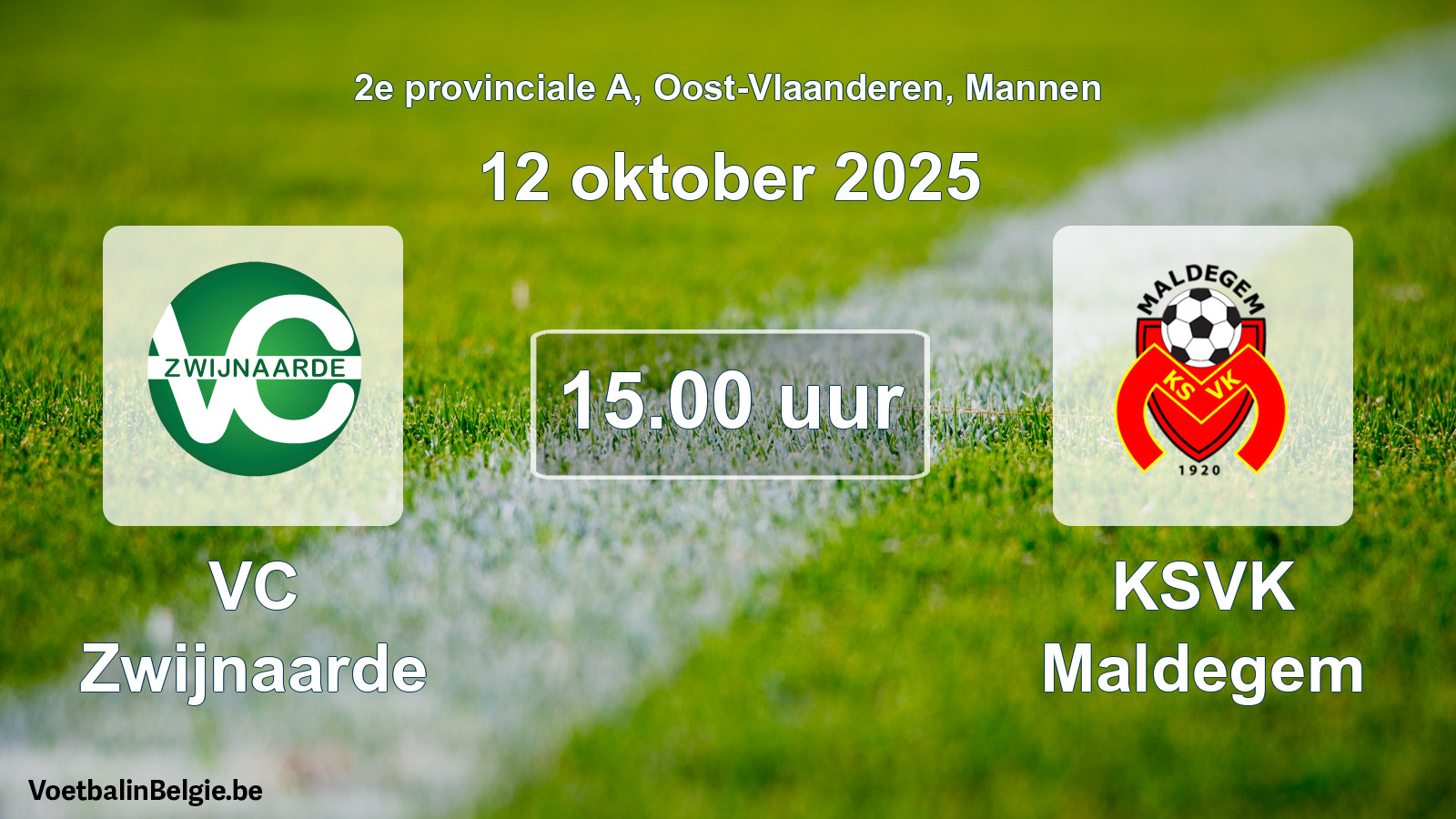Scheduled match men football: VC Zwijnaarde - KSVK Maldegem (12 October 2025)