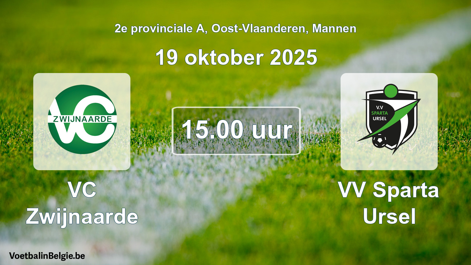 Scheduled match men football: VC Zwijnaarde - VV Sparta Ursel (19 October 2025)