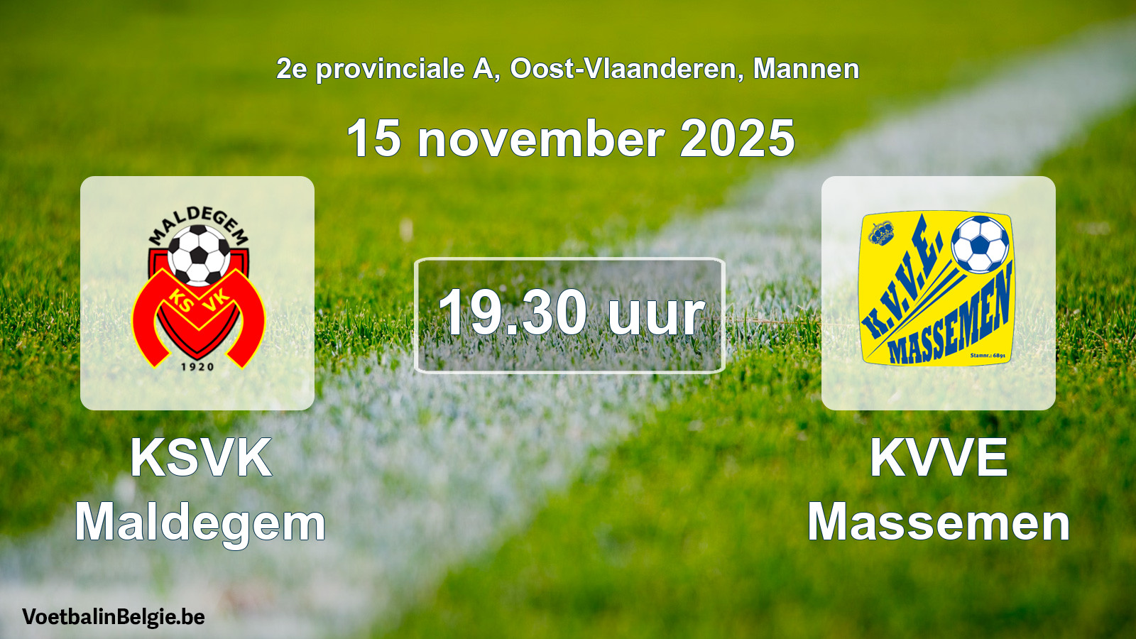 Geplande wedstrijd mannenvoetbal: KSVK Maldegem - KVVE Massemen (15 november 2025)
