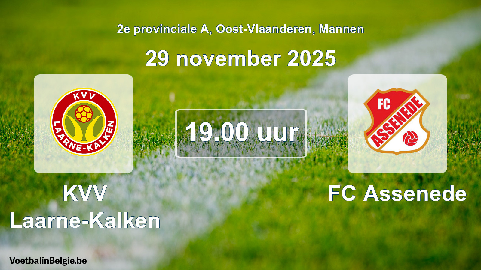 Scheduled match men football: KVV Laarne-Kalken - FC Assenede (29 November 2025)