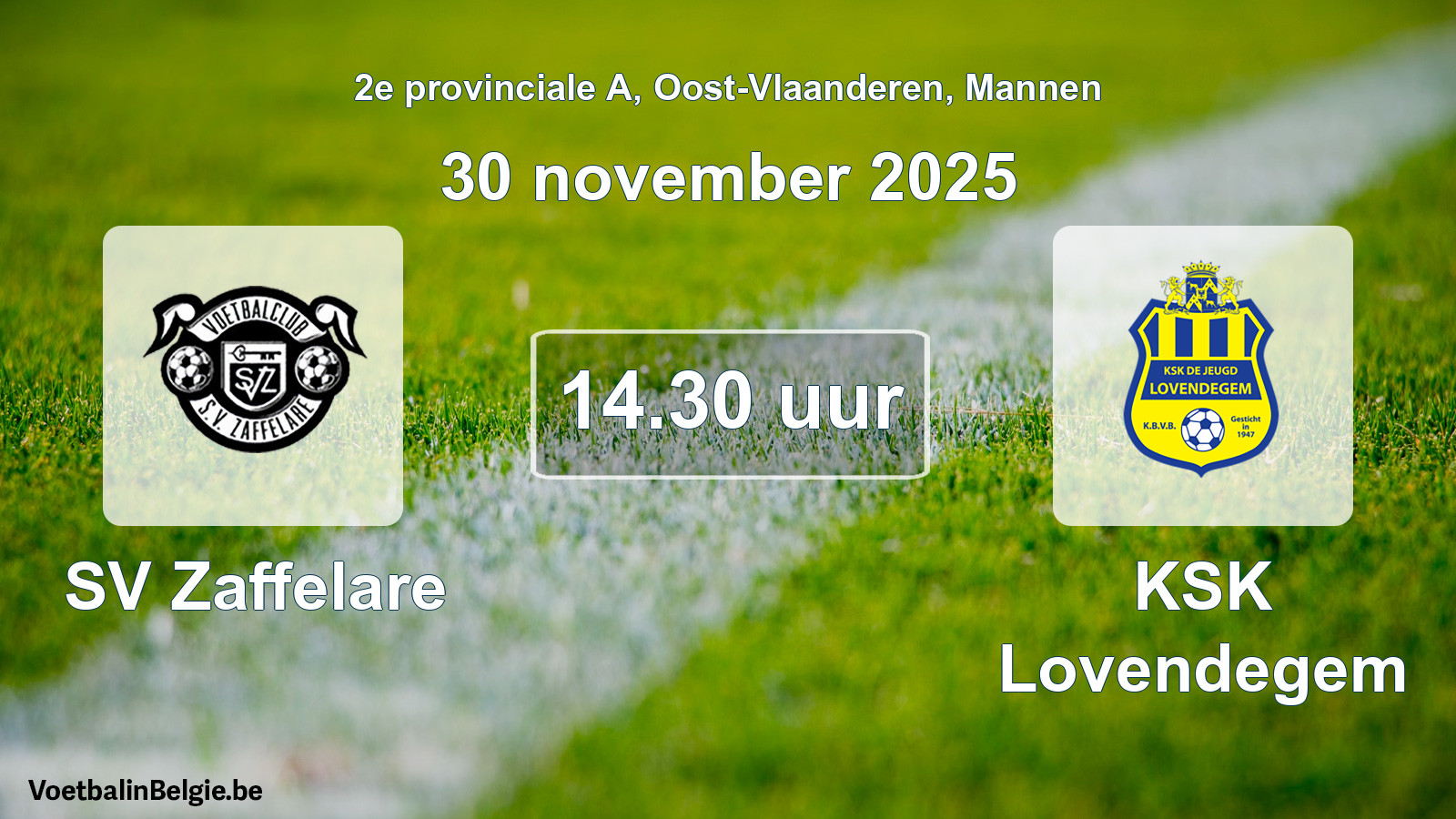 Scheduled match men football: SV Zaffelare - KSK Lovendegem (30 November 2025)
