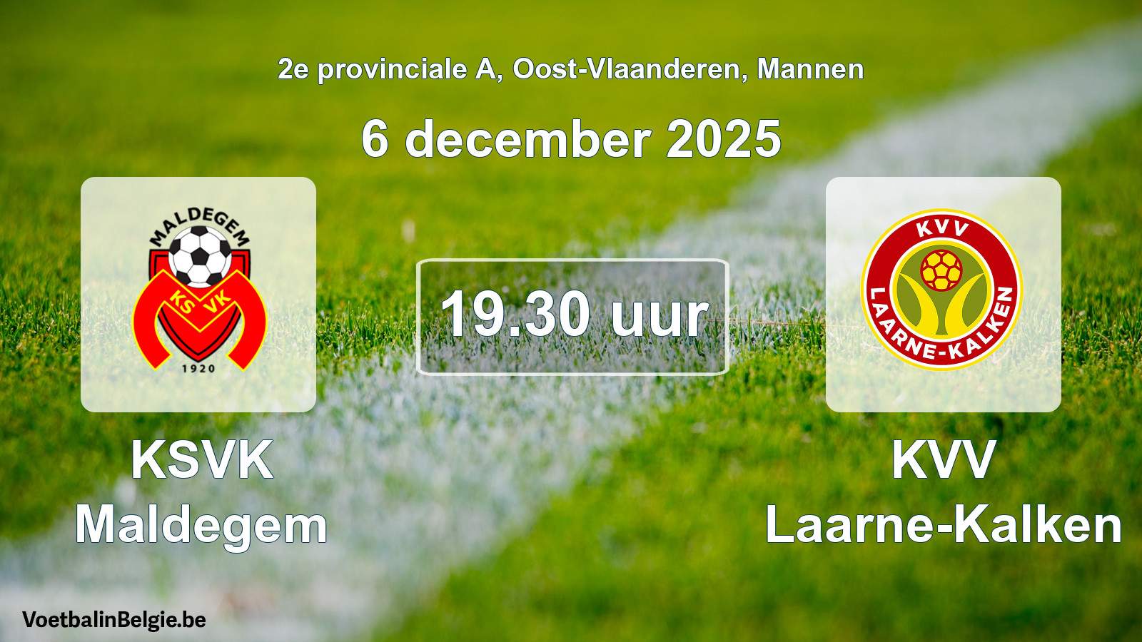 Scheduled match men football: KSVK Maldegem - KVV Laarne-Kalken (6 December 2025)