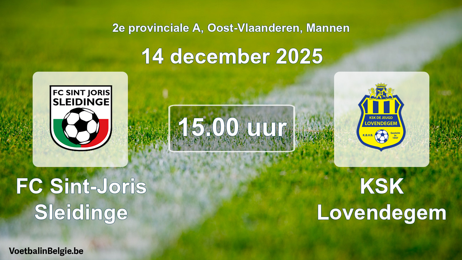 Scheduled match men football: FC Sint-Joris Sleidinge - KSK Lovendegem (14 December 2025)