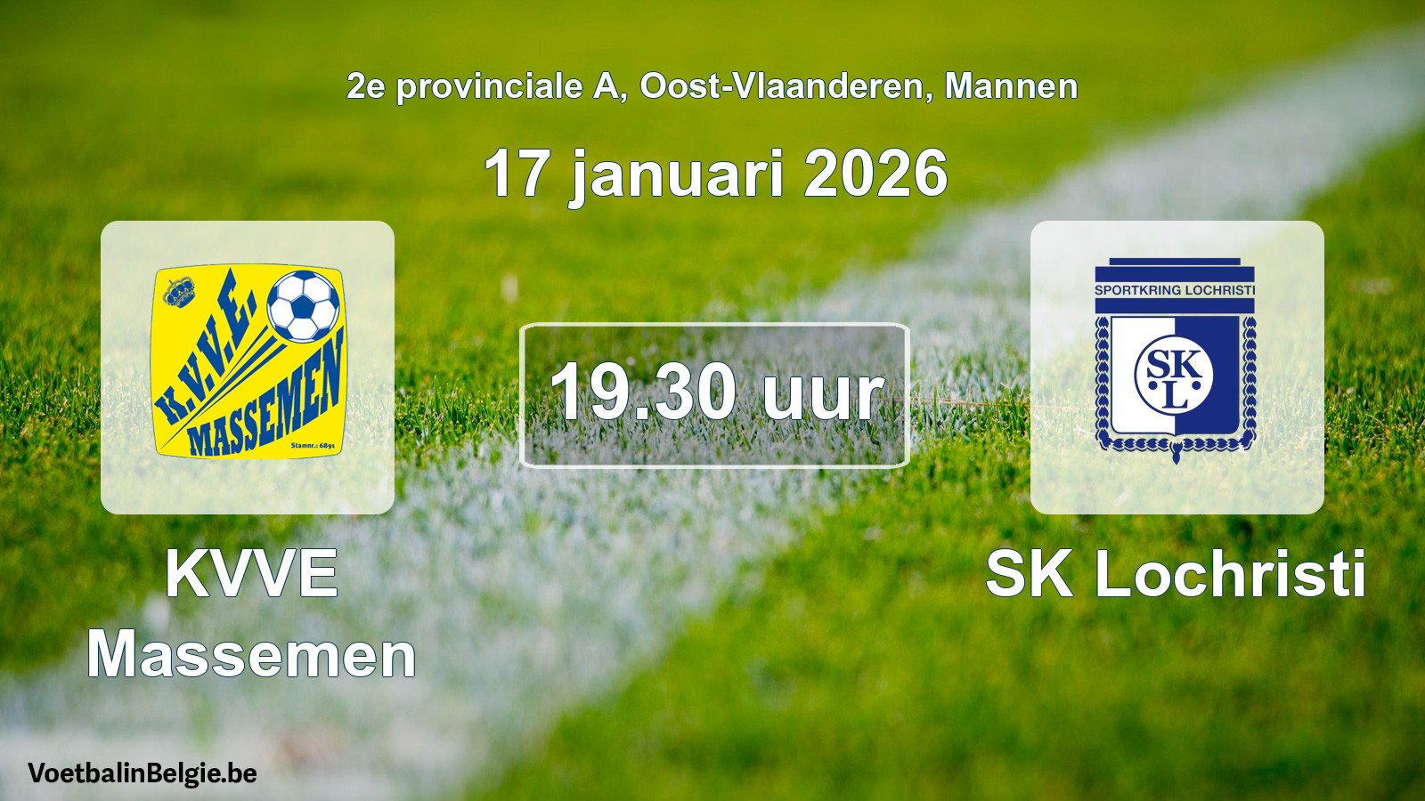 Geplande wedstrijd mannenvoetbal: KVVE Massemen - SK Lochristi (17 januari 2026)