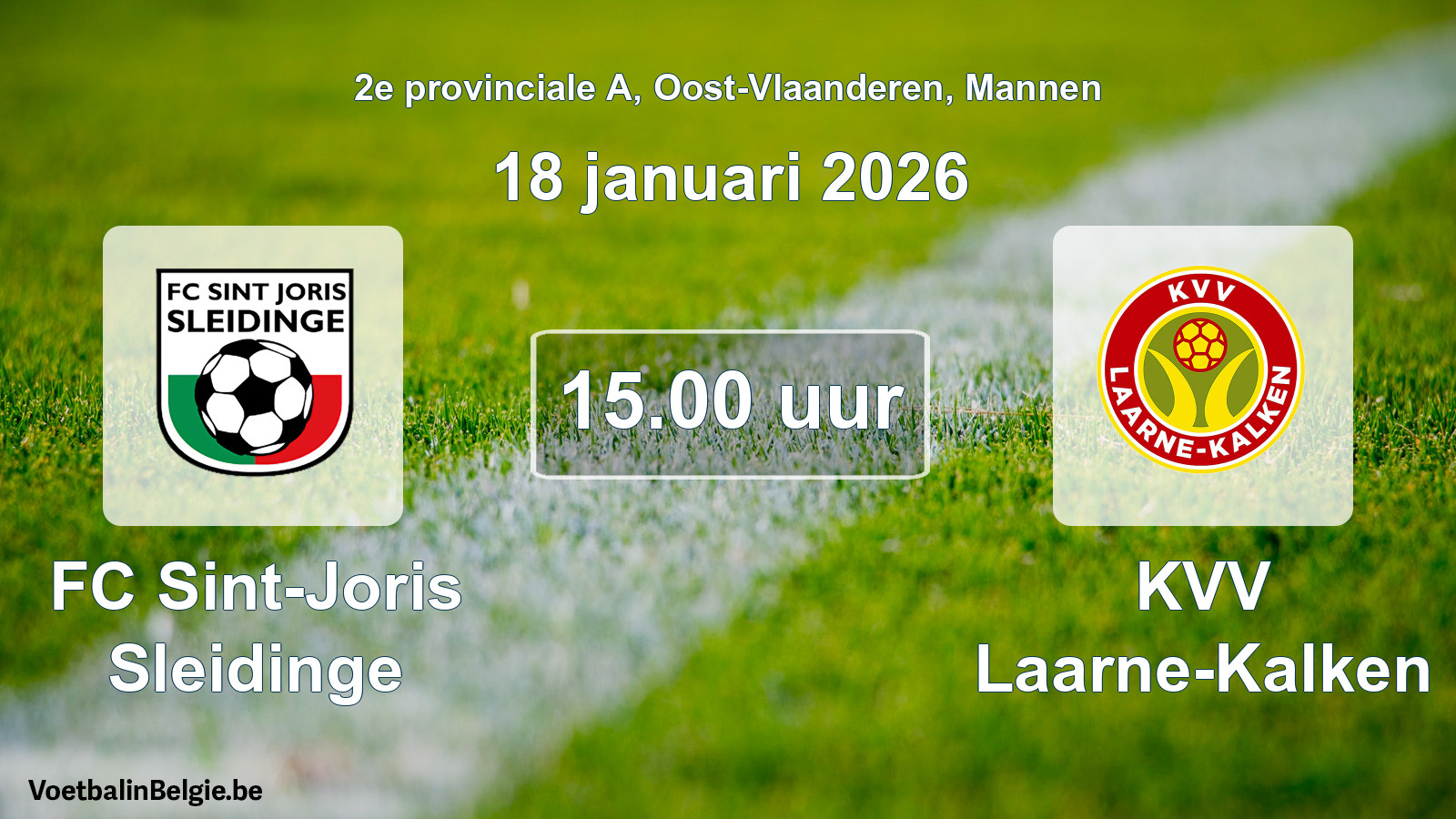 Scheduled match men football: FC Sint-Joris Sleidinge - KVV Laarne-Kalken (18 January 2026)