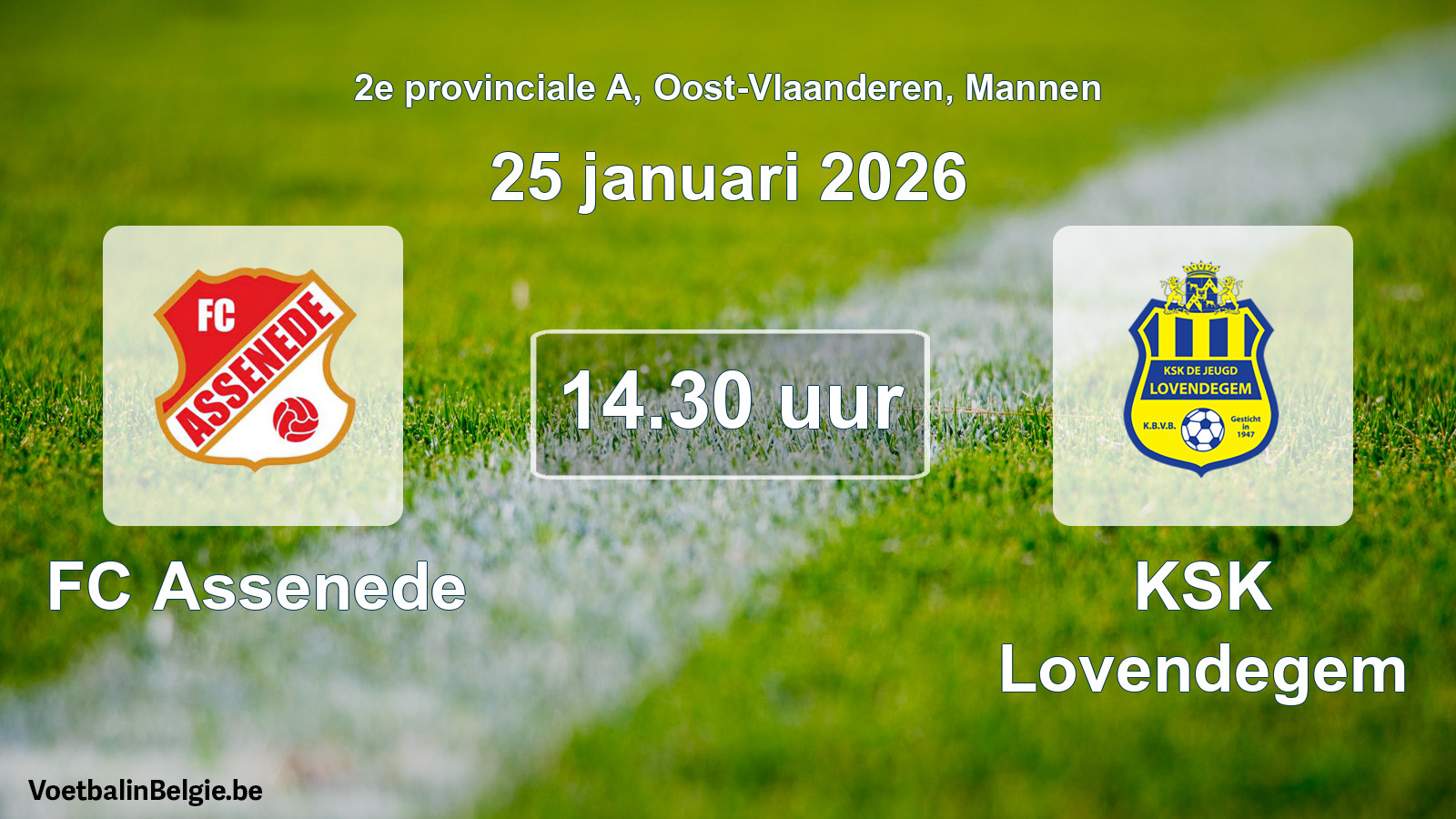 Scheduled match men football: FC Assenede - KSK Lovendegem (25 January 2026)