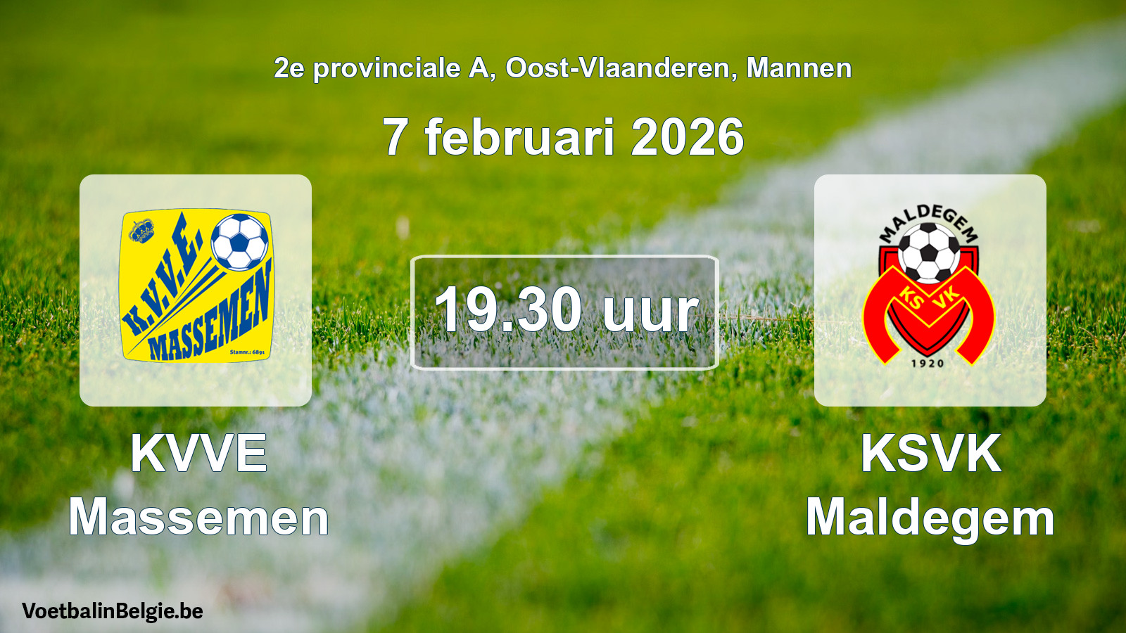 Scheduled match men football: KVVE Massemen - KSVK Maldegem (7 February 2026)
