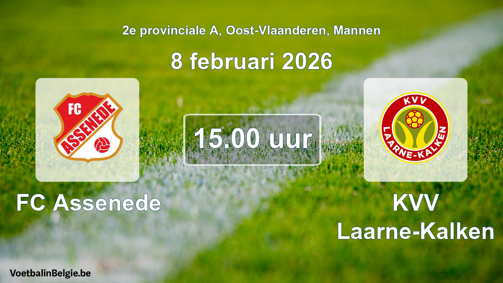 Scheduled match men football: FC Assenede - KVV Laarne-Kalken (8 February 2026)