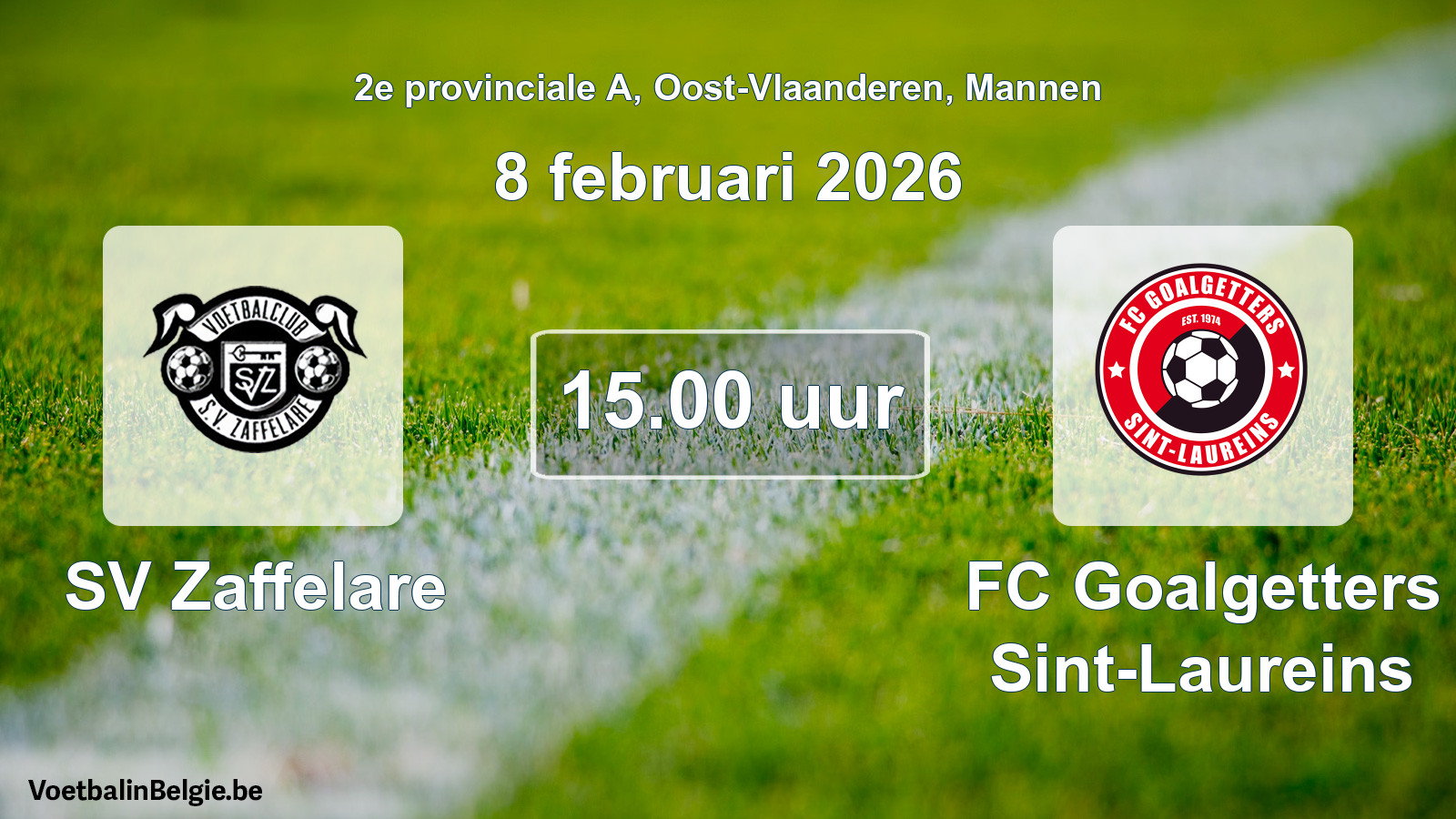 Scheduled match men football: SV Zaffelare - FC Goalgetters Sint-Laureins (8 February 2026)