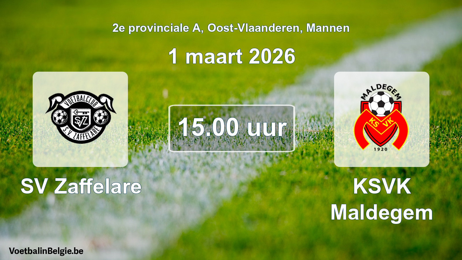 Scheduled match men football: SV Zaffelare - KSVK Maldegem (1 March 2026)