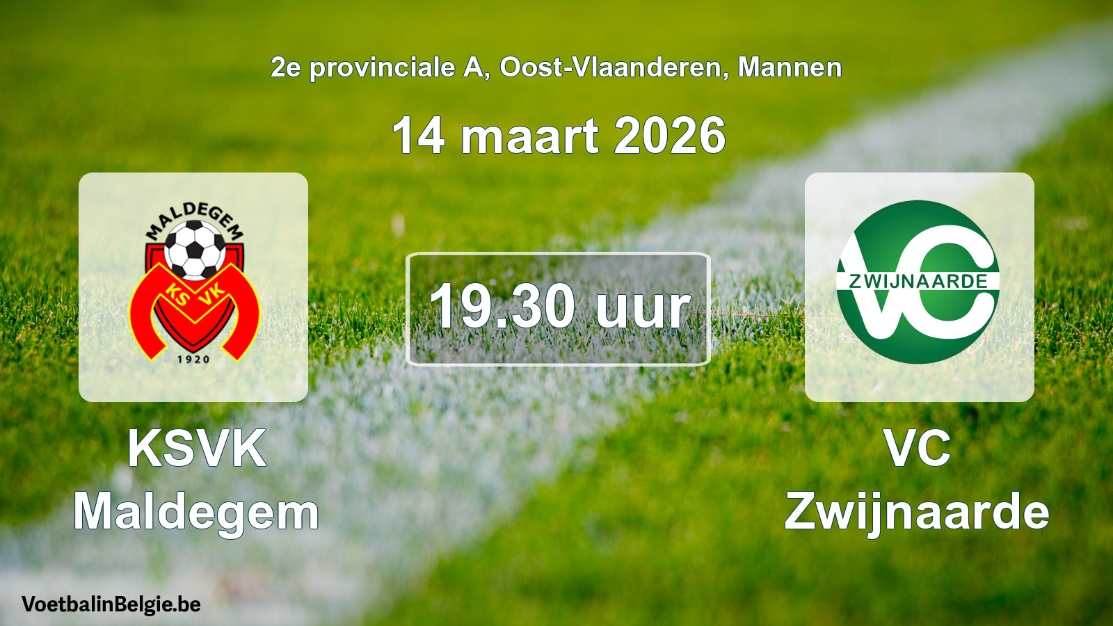 Scheduled match men football: KSVK Maldegem - VC Zwijnaarde (14 March 2026)
