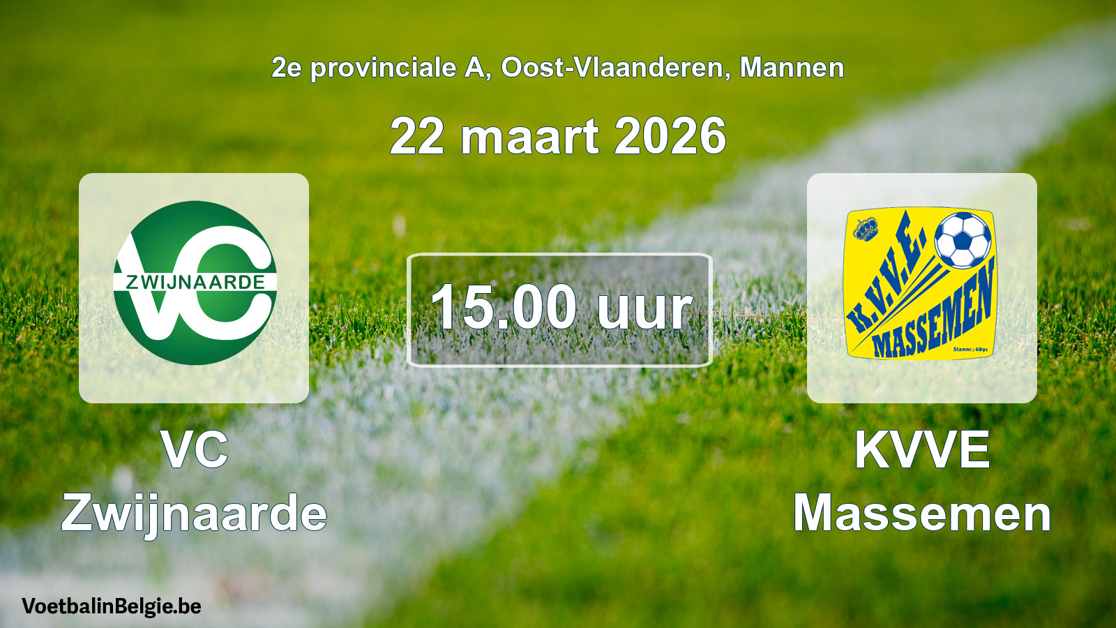 Scheduled match men football: VC Zwijnaarde - KVVE Massemen (22 March 2026)
