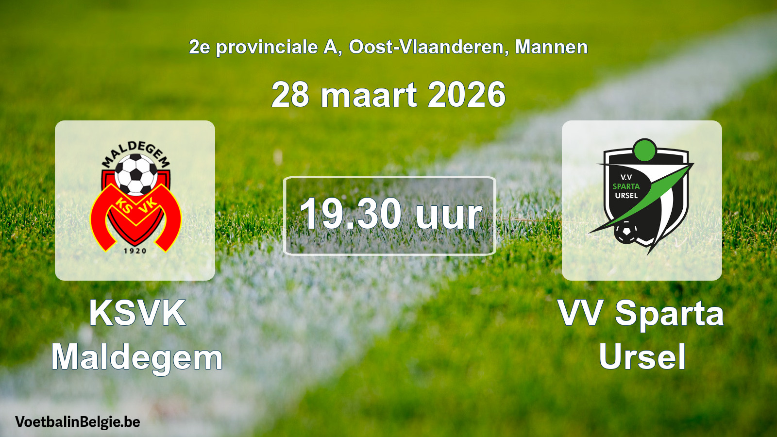 Scheduled match men football: KSVK Maldegem - VV Sparta Ursel (28 March 2026)