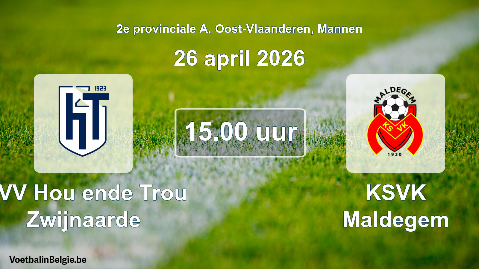 Scheduled match men football: KVV Hou ende Trou Zwijnaarde - KSVK Maldegem (26 April 2026)