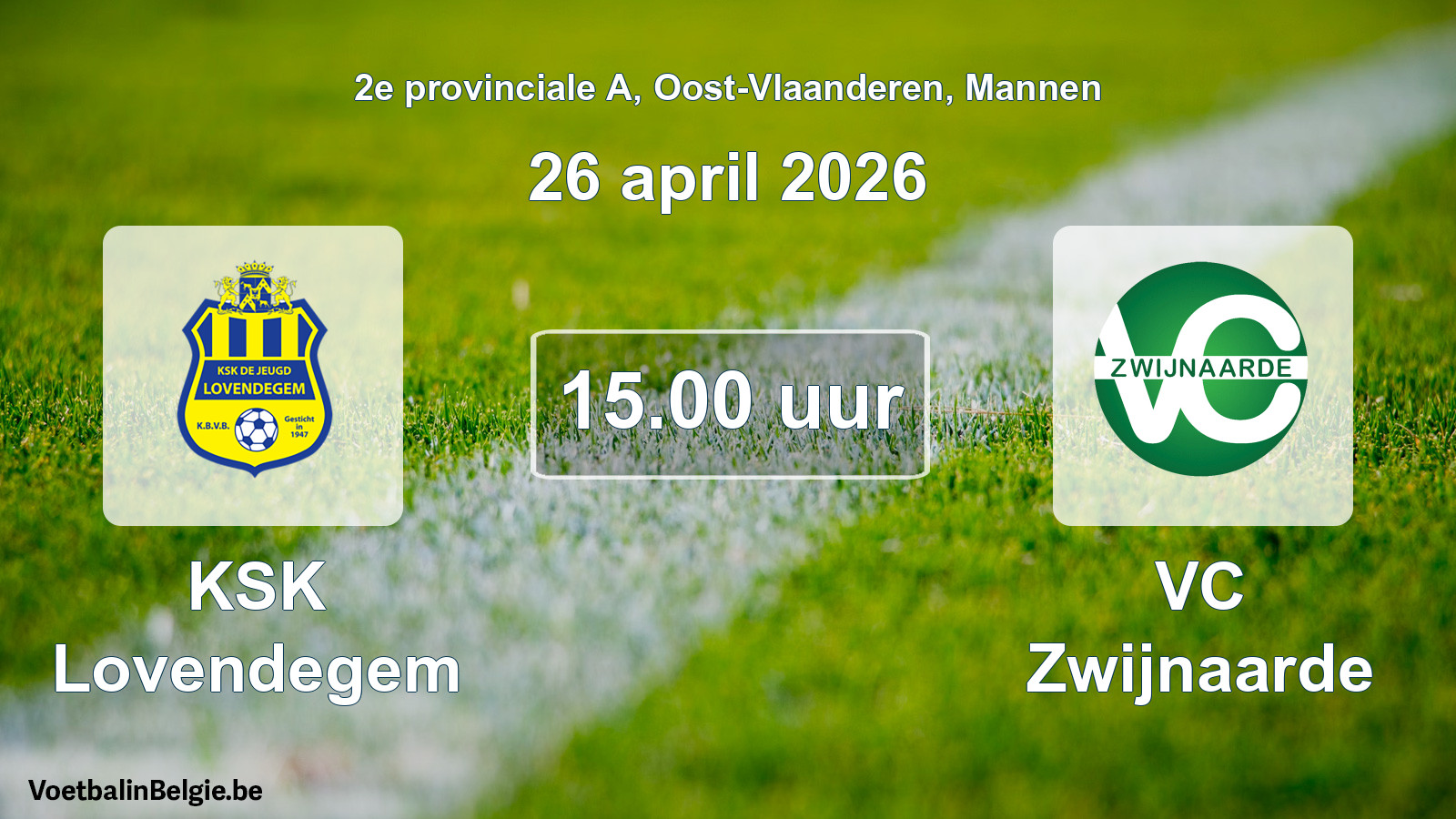 Scheduled match men football: KSK Lovendegem - VC Zwijnaarde (26 April 2026)