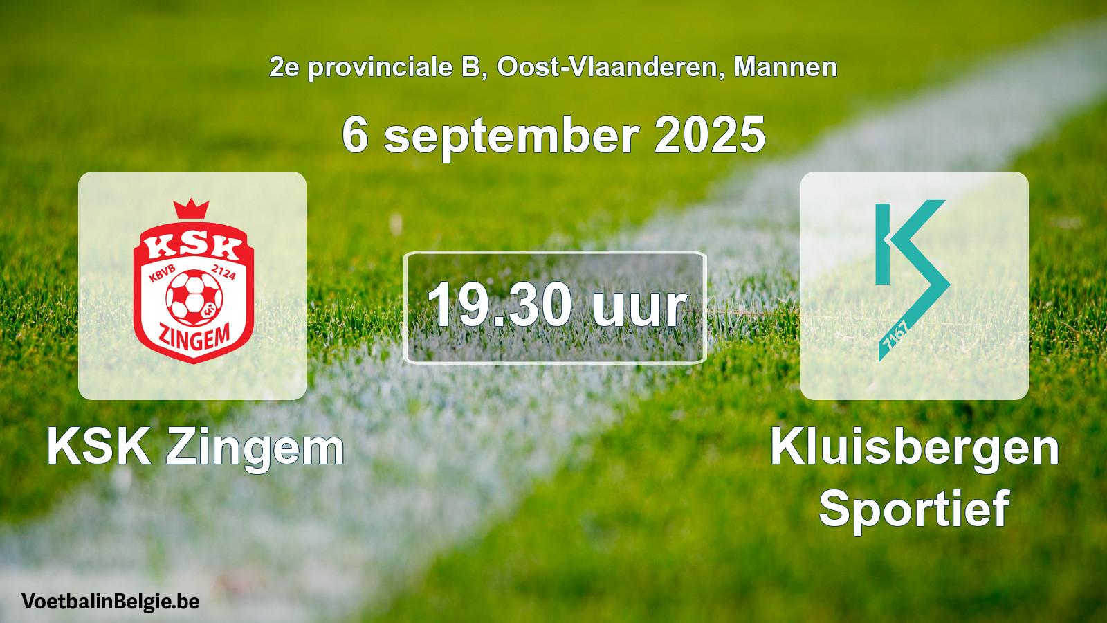 Geplande wedstrijd mannenvoetbal: KSK Zingem - Kluisbergen Sportief (6 september 2025)