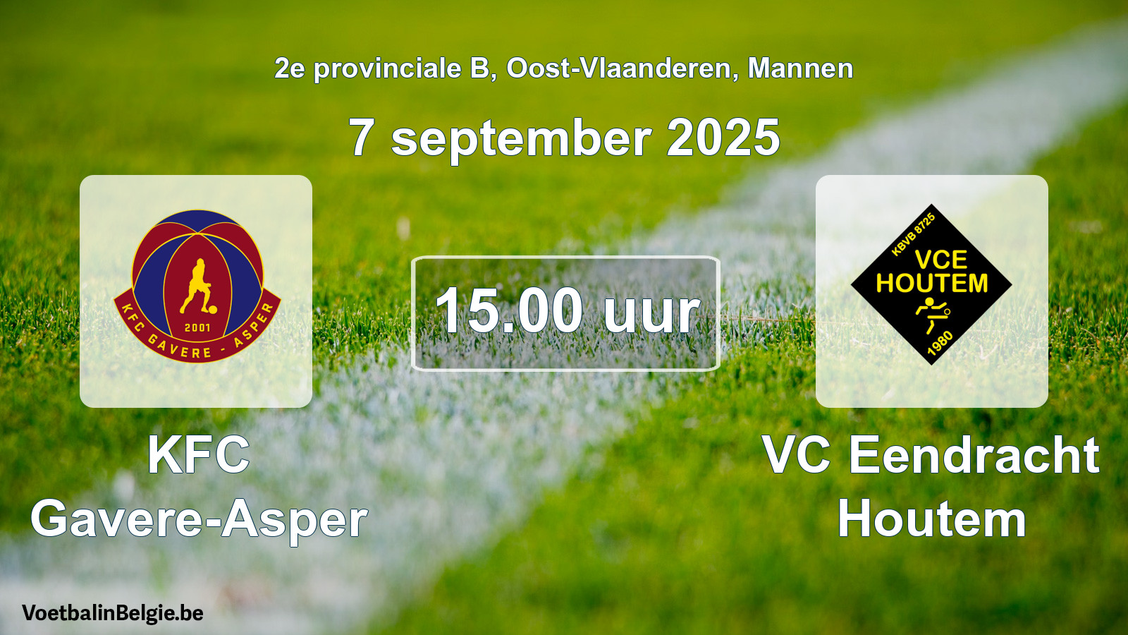 Scheduled match men football: KFC Gavere-Asper - VC Eendracht Houtem (7 September 2025)