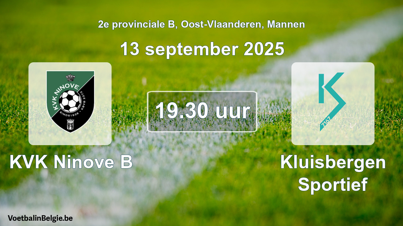 Geplantes Spiel männer-Fußball: KVK Ninove B - Kluisbergen Sportief (13 September 2025)