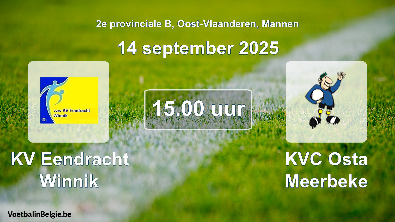 Geplantes Spiel männer-Fußball: KV Eendracht Winnik - KVC Osta Meerbeke (14 September 2025)