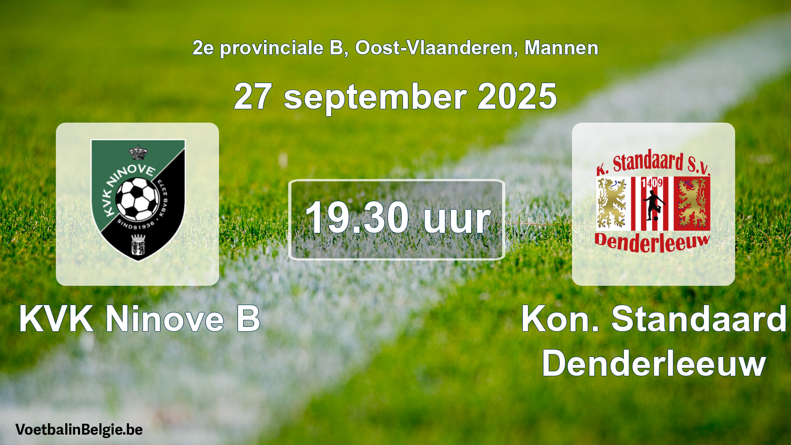 Scheduled match men football: KVK Ninove B - Kon. Standaard Denderleeuw (27 September 2025)