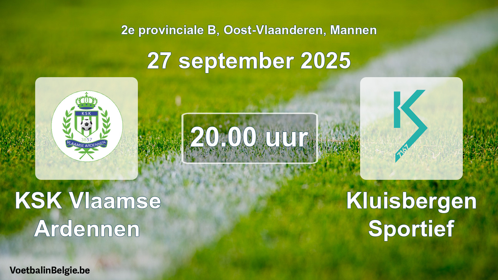 Geplande wedstrijd mannenvoetbal: KSK Vlaamse Ardennen - Kluisbergen Sportief (27 september 2025)