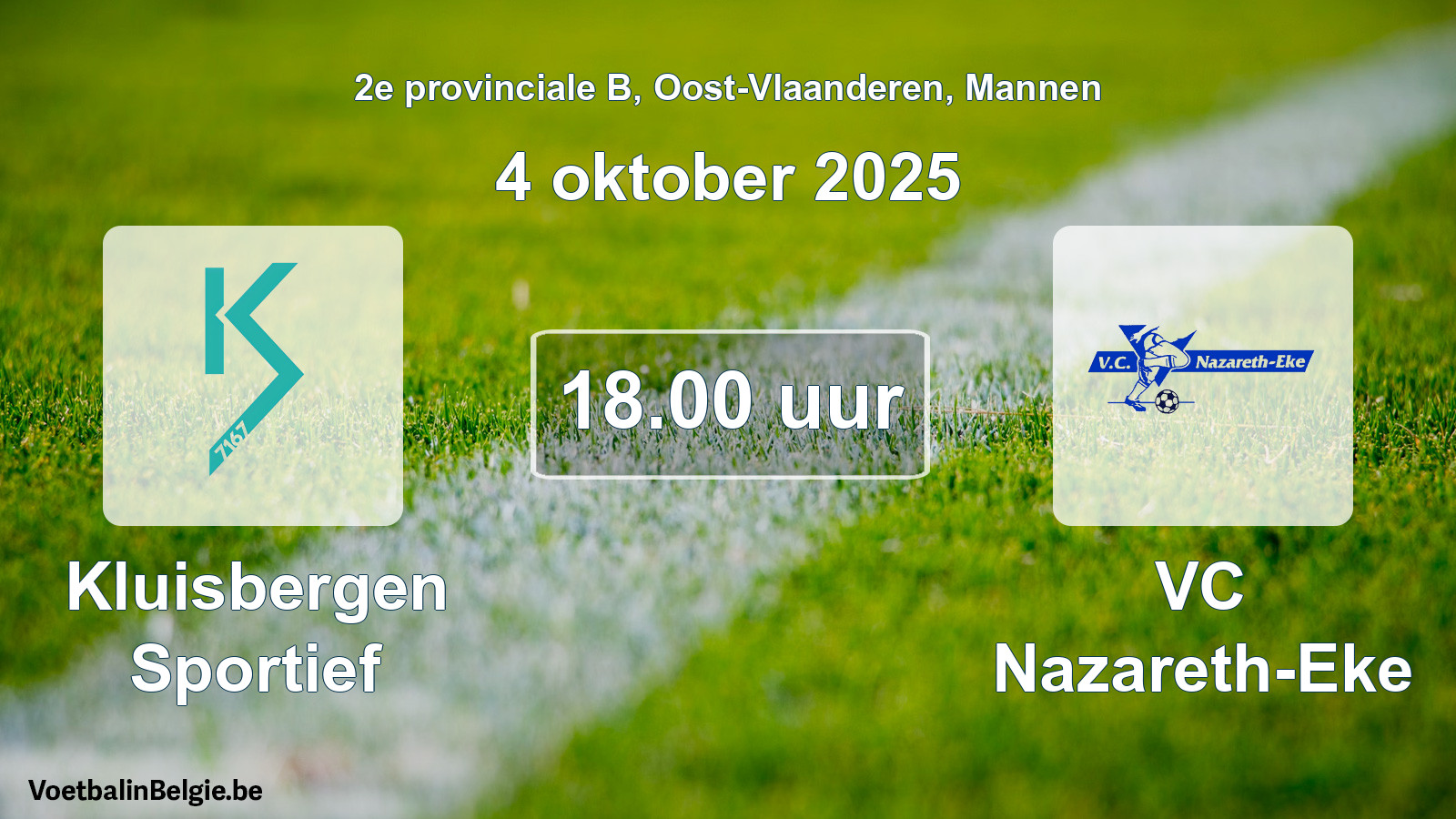 Geplantes Spiel männer-Fußball: Kluisbergen Sportief - VC Nazareth-Eke (4 Oktober 2025)