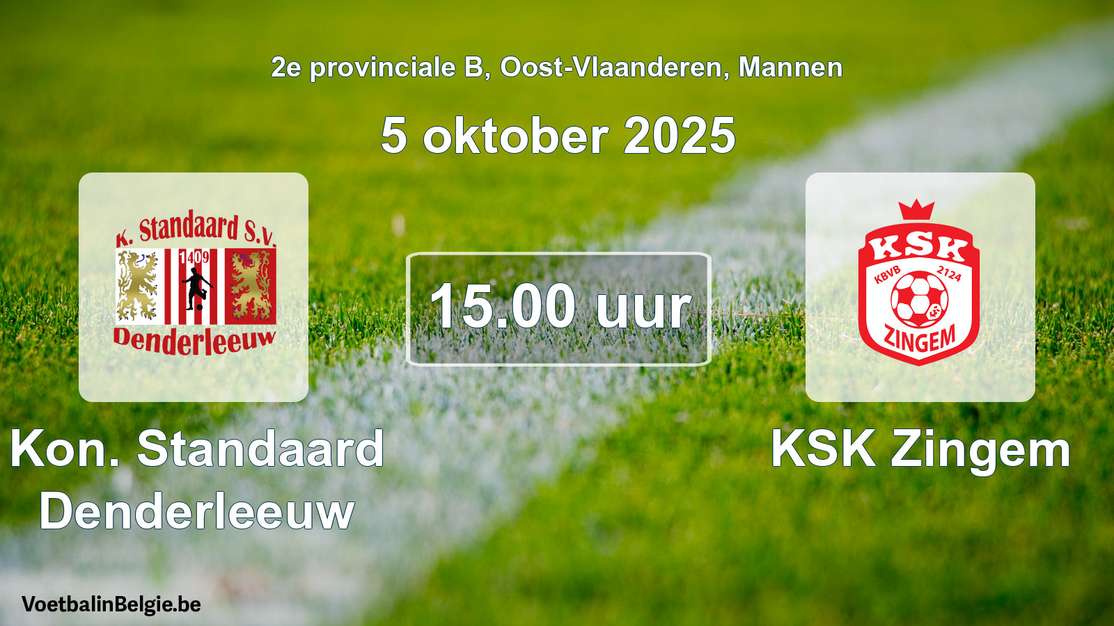 Scheduled match men football: Kon. Standaard Denderleeuw - KSK Zingem (5 October 2025)