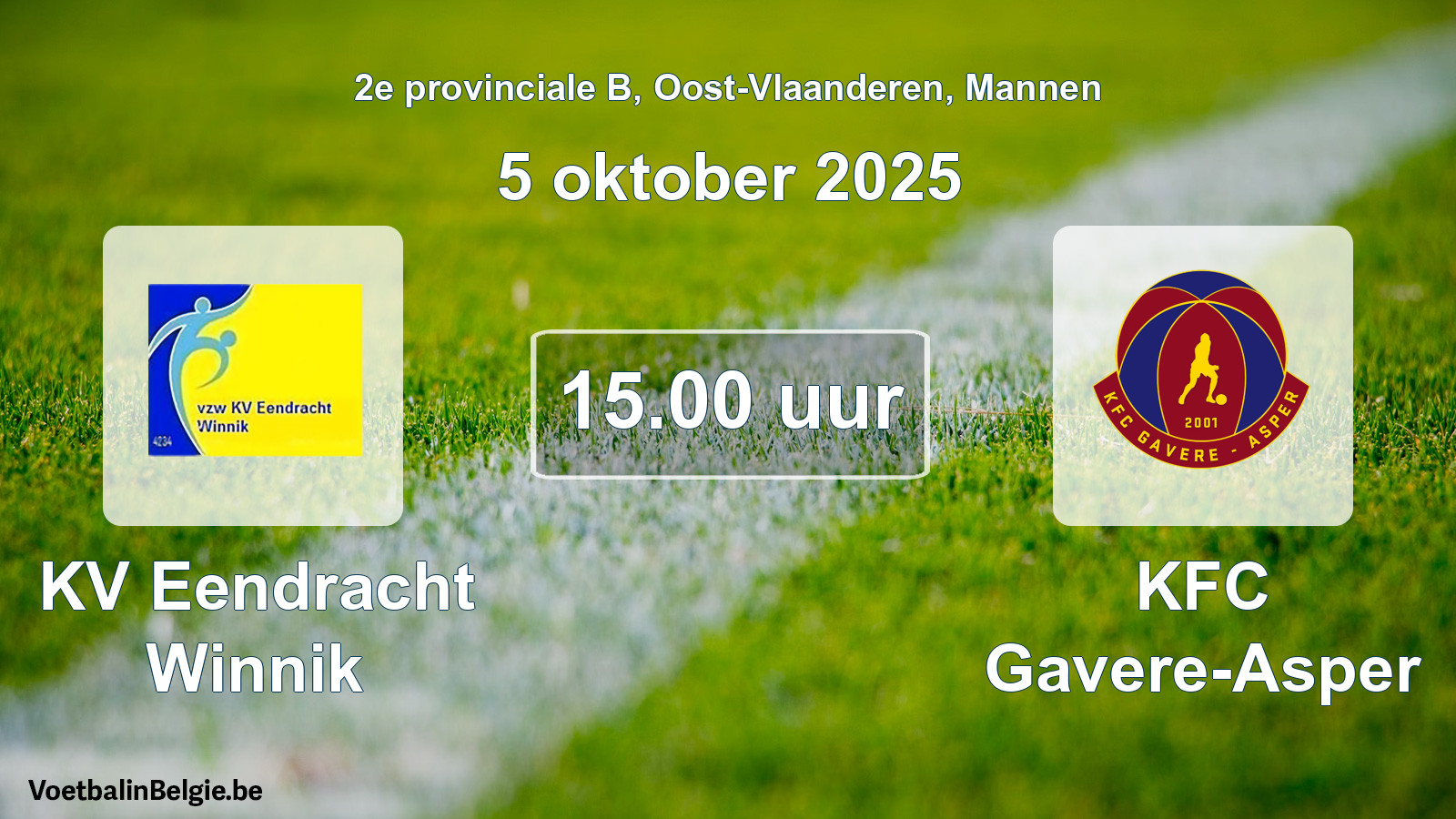 Scheduled match men football: KV Eendracht Winnik - KFC Gavere-Asper (5 October 2025)