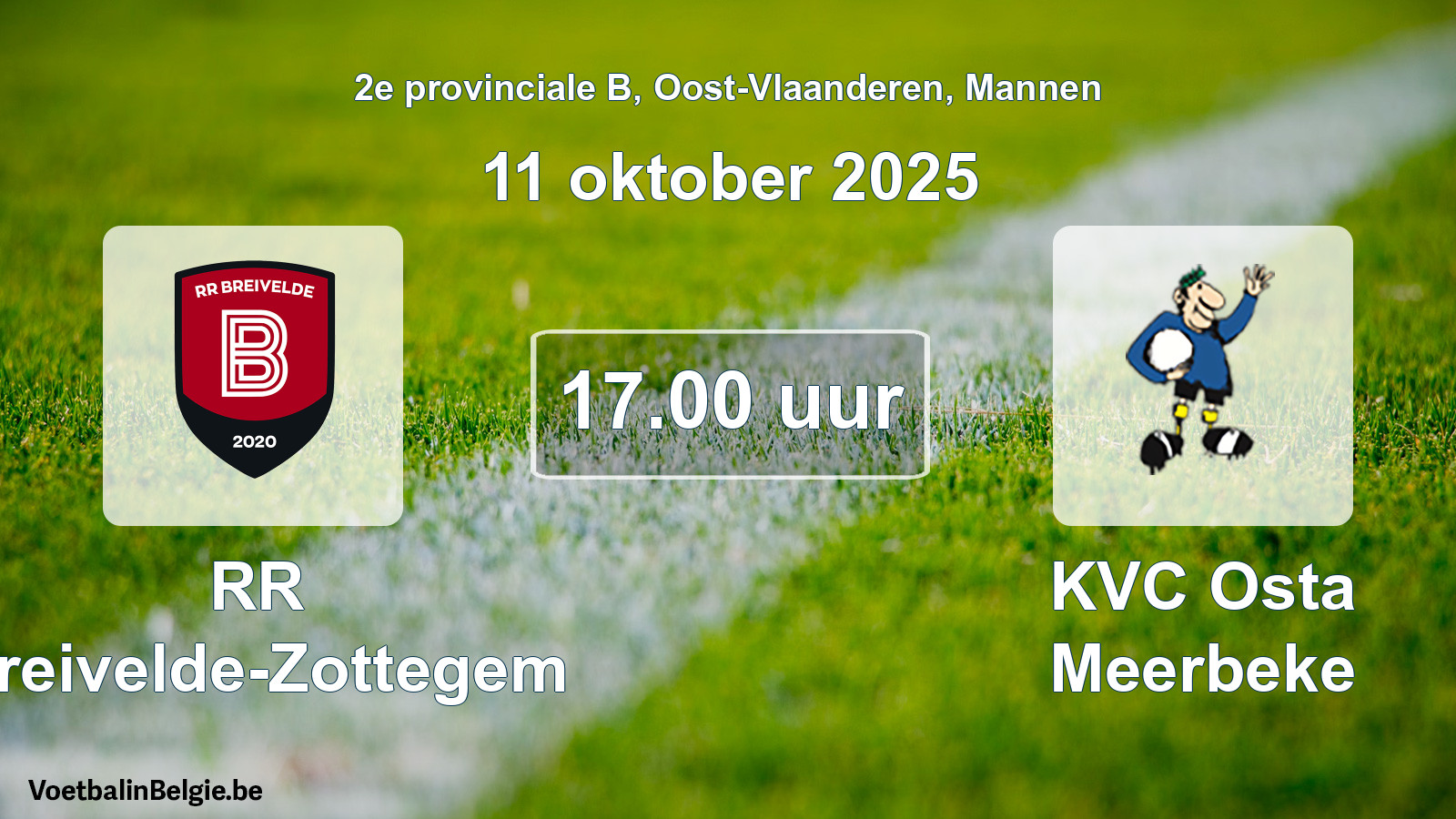 Scheduled match men football: RR Breivelde-Zottegem - KVC Osta Meerbeke (11 October 2025)