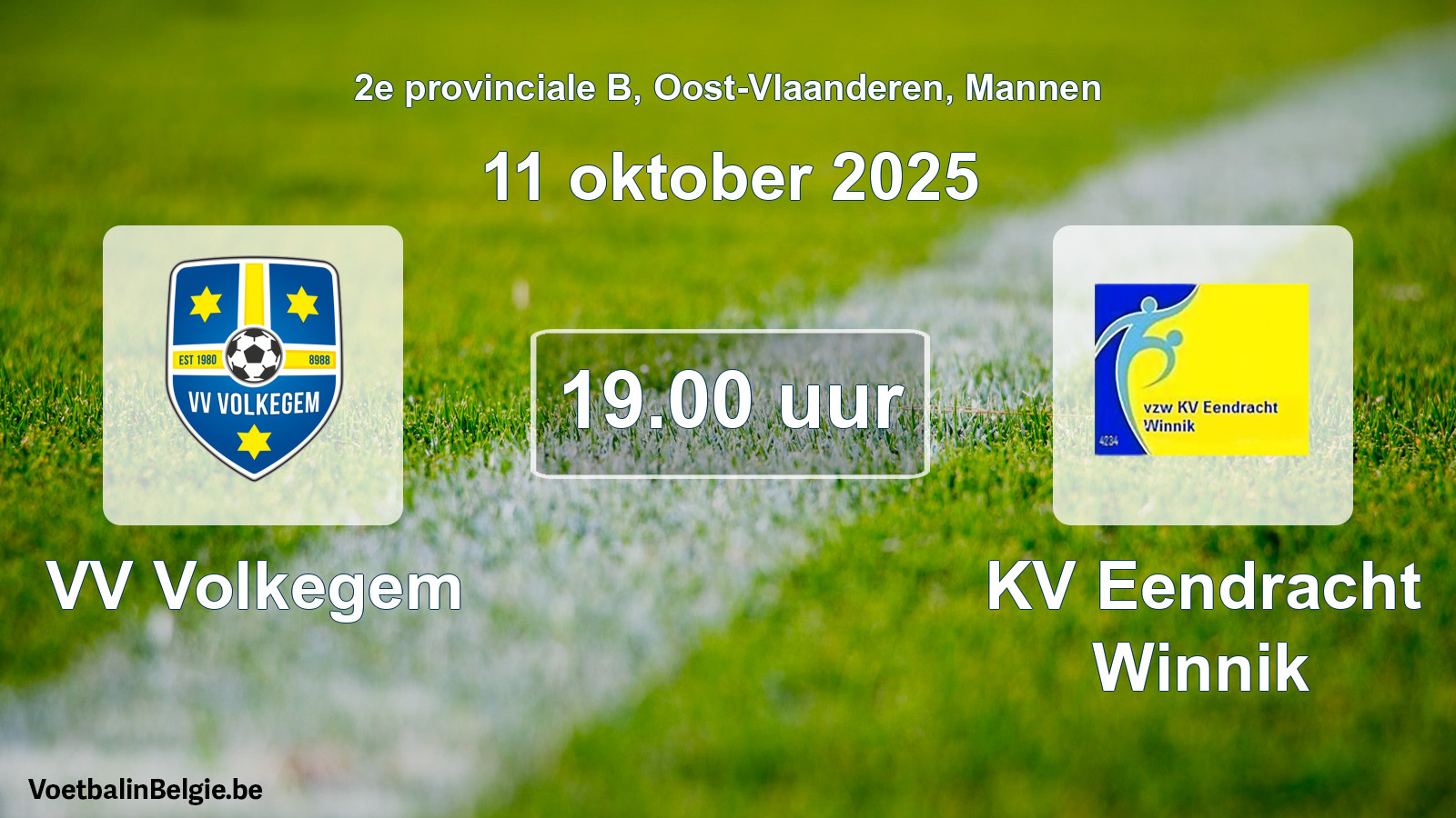 Scheduled match men football: VV Volkegem - KV Eendracht Winnik (11 October 2025)