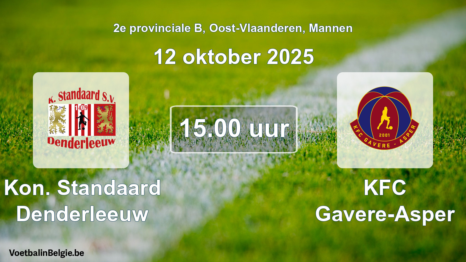 Scheduled match men football: Kon. Standaard Denderleeuw - KFC Gavere-Asper (12 October 2025)