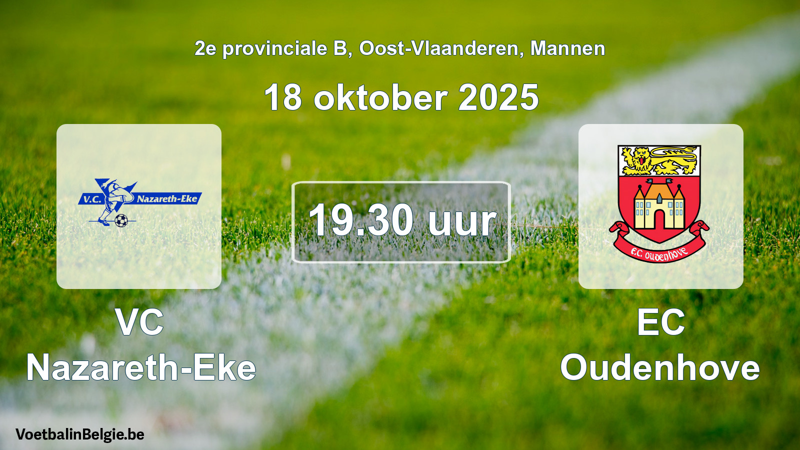 Scheduled match men football: VC Nazareth-Eke - EC Oudenhove (18 October 2025)