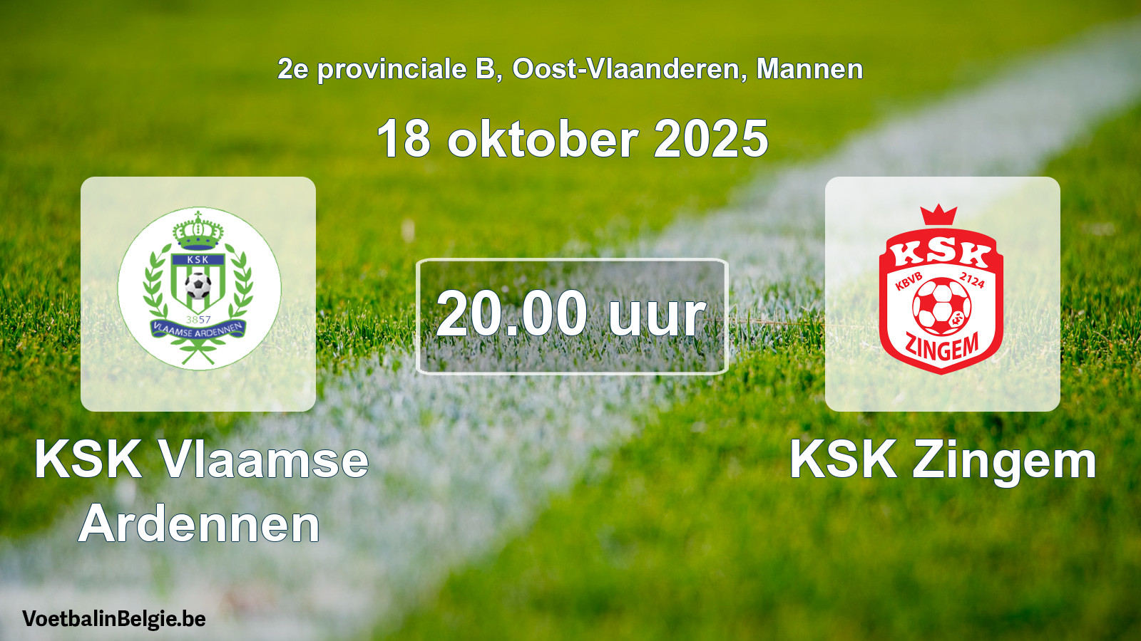 Scheduled match men football: KSK Vlaamse Ardennen - KSK Zingem (18 October 2025)