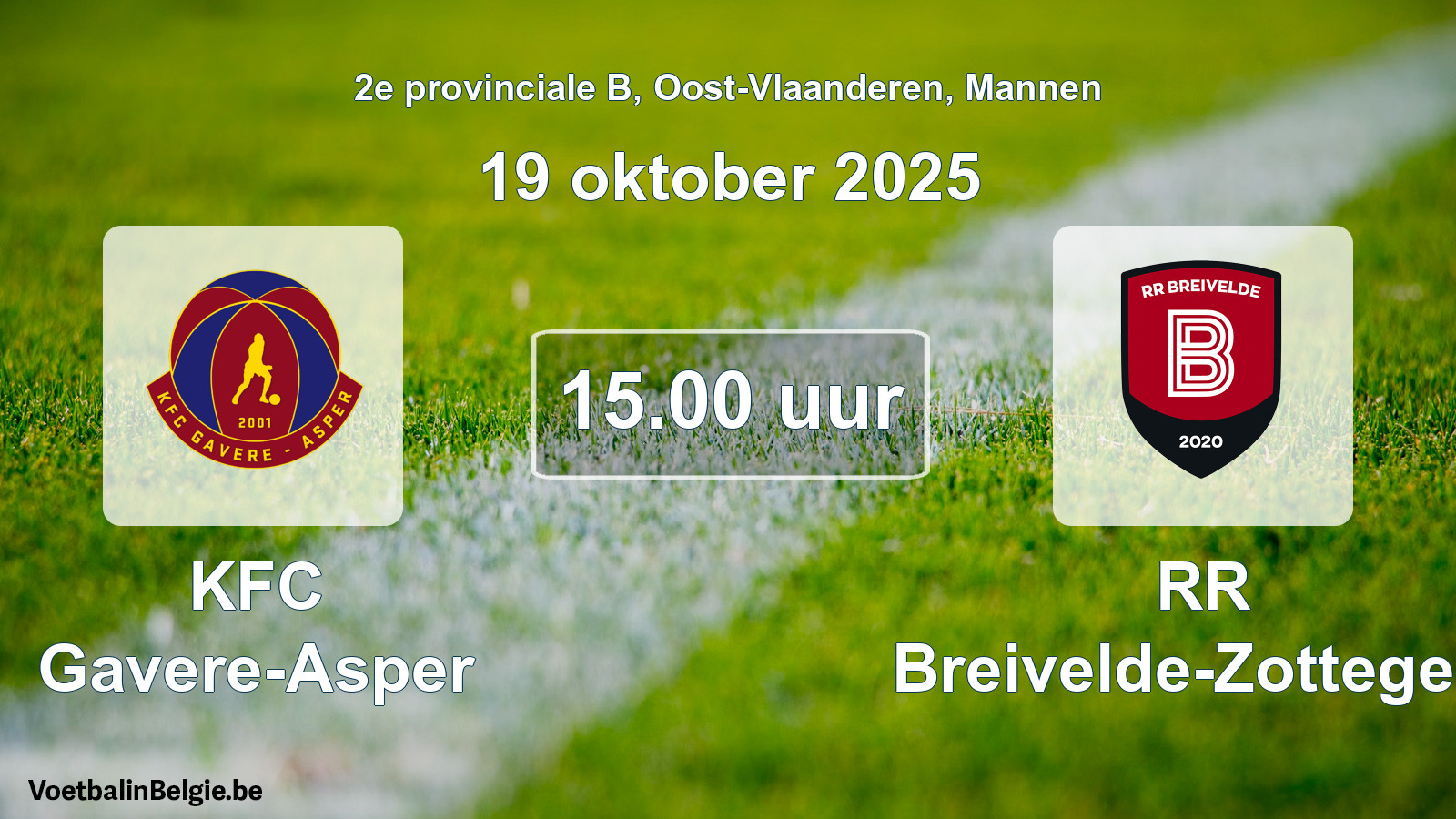 Scheduled match men football: KFC Gavere-Asper - RR Breivelde-Zottegem (19 October 2025)