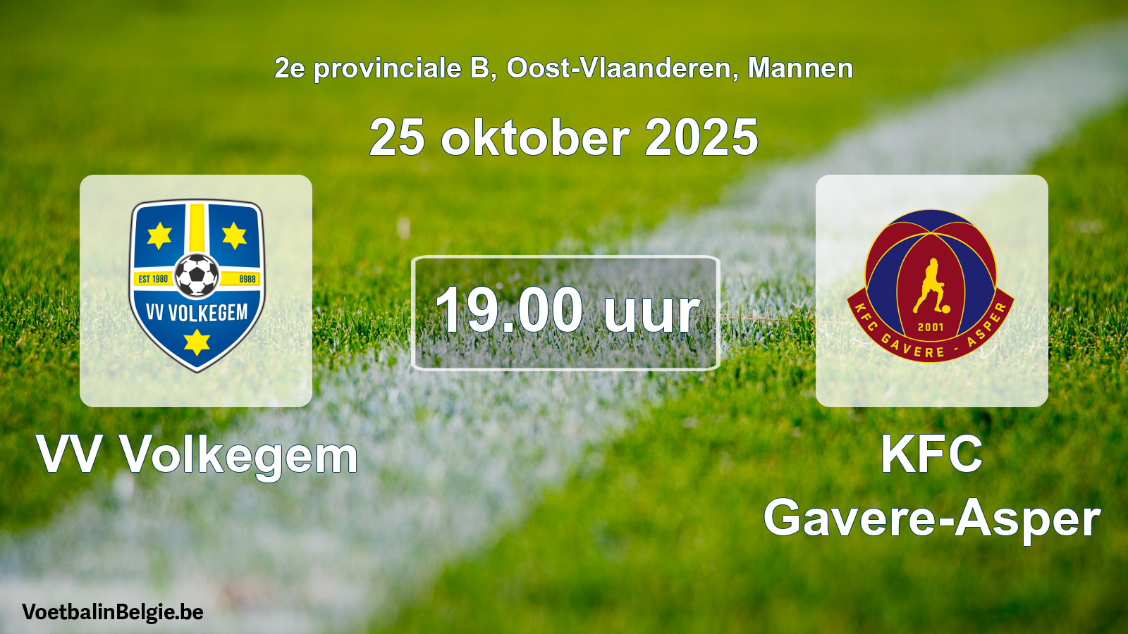 Scheduled match men football: VV Volkegem - KFC Gavere-Asper (25 October 2025)