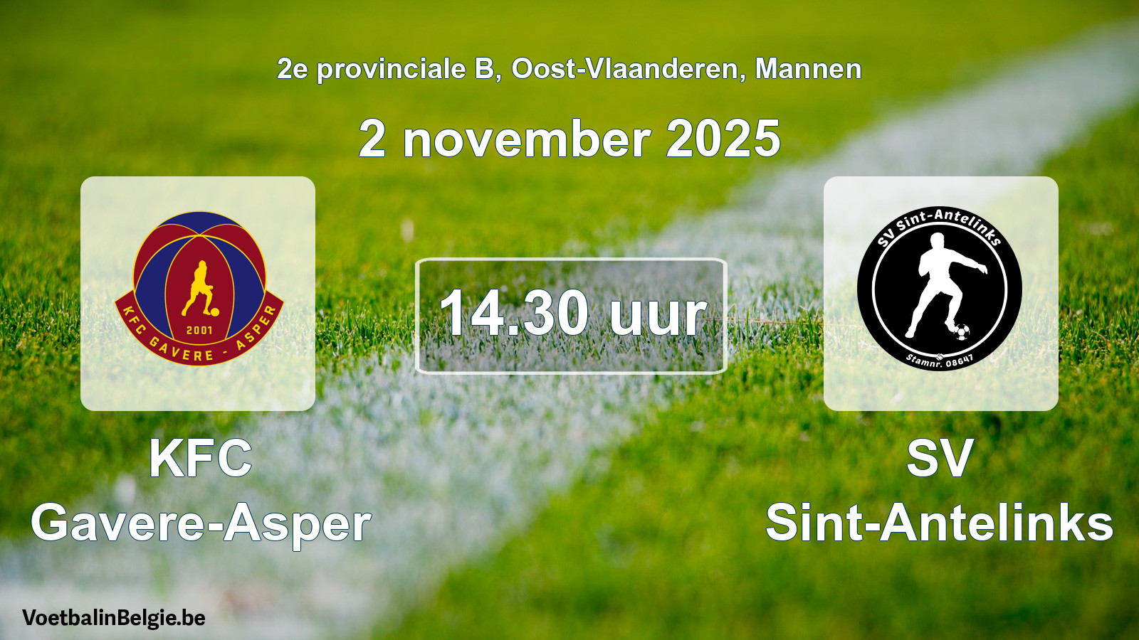 Scheduled match men football: KFC Gavere-Asper - SV Sint-Antelinks (2 November 2025)