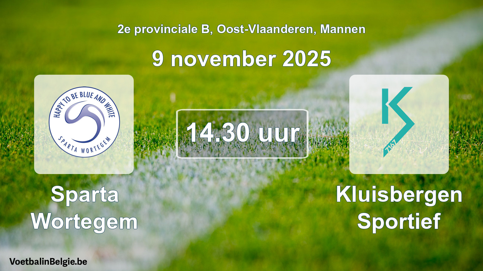 Geplantes Spiel männer-Fußball: Sparta Wortegem - Kluisbergen Sportief (9 November 2025)