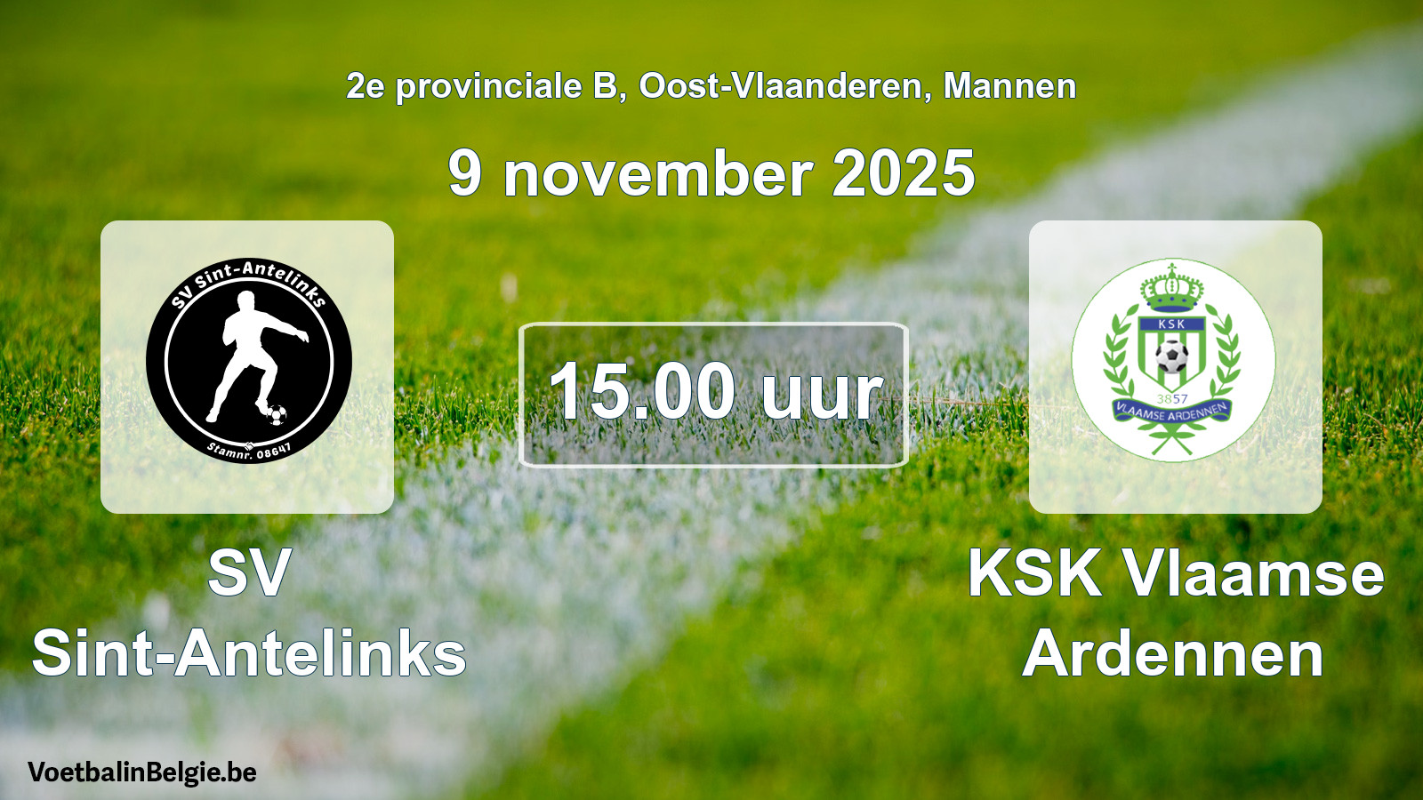 Scheduled match men football: SV Sint-Antelinks - KSK Vlaamse Ardennen (9 November 2025)