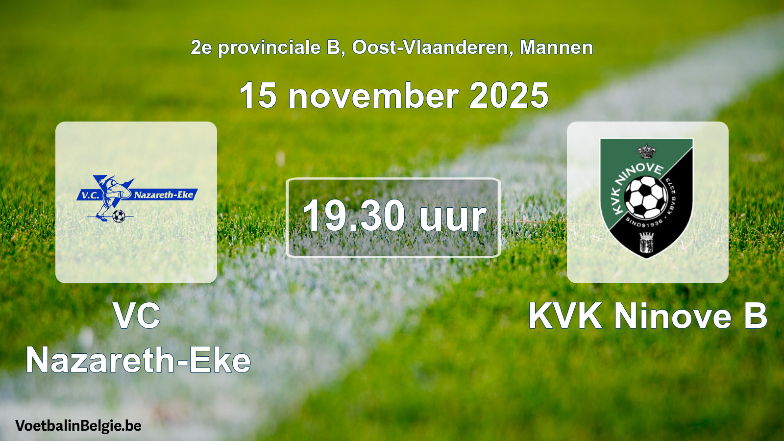 Scheduled match men football: VC Nazareth-Eke - KVK Ninove B (15 November 2025)