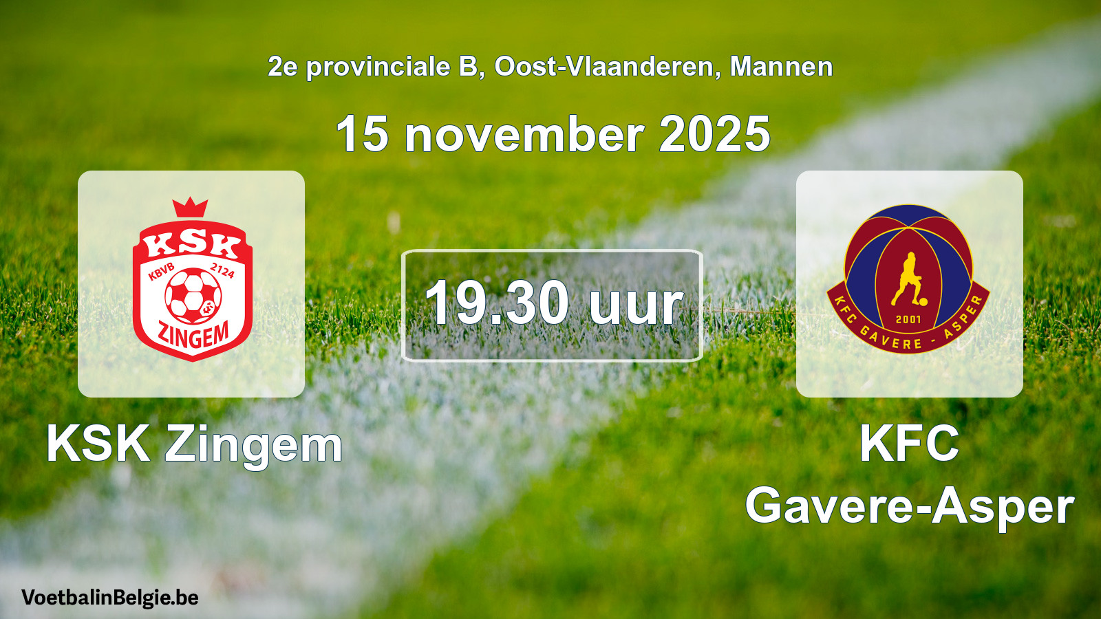 Scheduled match men football: KSK Zingem - KFC Gavere-Asper (15 November 2025)